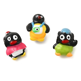 Cartoon Penguin Alloy Enamel European Beads, Large Hole Beads