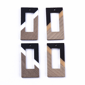 Resin & Walnut Wood Pendants, Rectangle