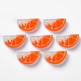 Cellulose Acetate(Resin) Cabochons, with Glitter Powder, Lemon
