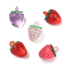 Transparent Acrylic Pendants, Strawberry Charms