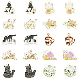 10Pcs 10 Styles Alloy Enamel Pendants, Animal Theme