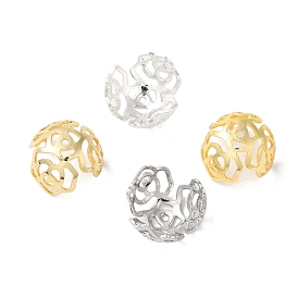 Rack Plating Brass Flower Bead Caps, 3-Petal, Long-Lasting Plated