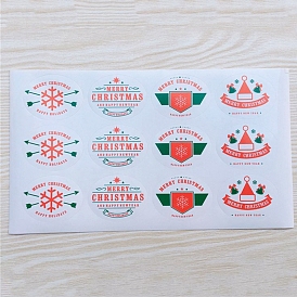 Paper Adhesive Stickers, Package Sealing Stickers, Oval with Christmas Theme Pattern