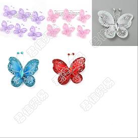 25piezas 5 colores organza decoraciones de boda, con cabujones acrílicos y fornituras de hierro, mariposa