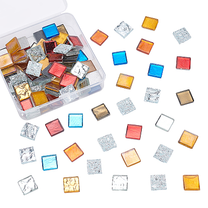 Olycraft Glass Cabochons, Mosaic Tiles, for Home Decoration or DIY Crafts, Square