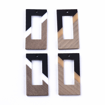 Resin & Walnut Wood Pendants, Rectangle