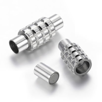 Column 304 Stainless Steel Magnetic Clasps with Glue-in Ends, 22x9mm, Hole: 5mm