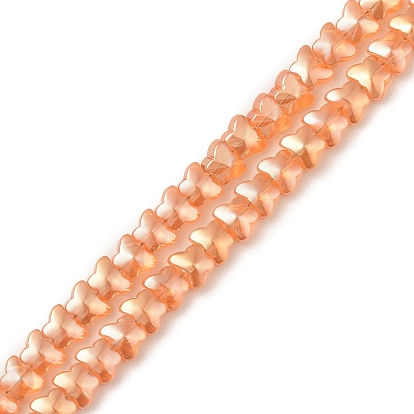 Electroplate Transparent Glass Beads Strands, Pearl Luster Plated, Butterfly