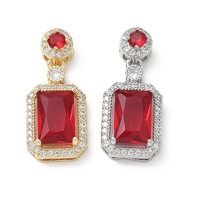 Кулоны из латуни с микропейвом и красным кубическим цирконием, долговечный, прямоугольник амулеты