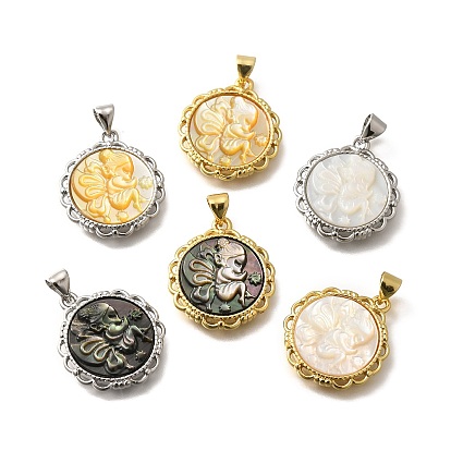 Латунь с резными подвесками из натуральной ракушки, стойки покрытие, плоские круглые с феей