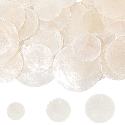 60шт 3 стили натуральные подвески из ракушек капиз, Дисковые подвески