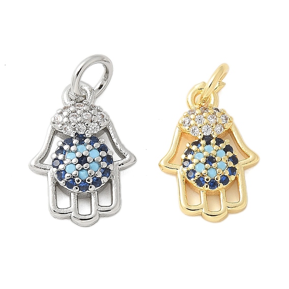 Латунные микро проложить кубического циркония прелести, без кадмия, без никеля и без свинца, hamsa hand charms, с целью перехода в кольце