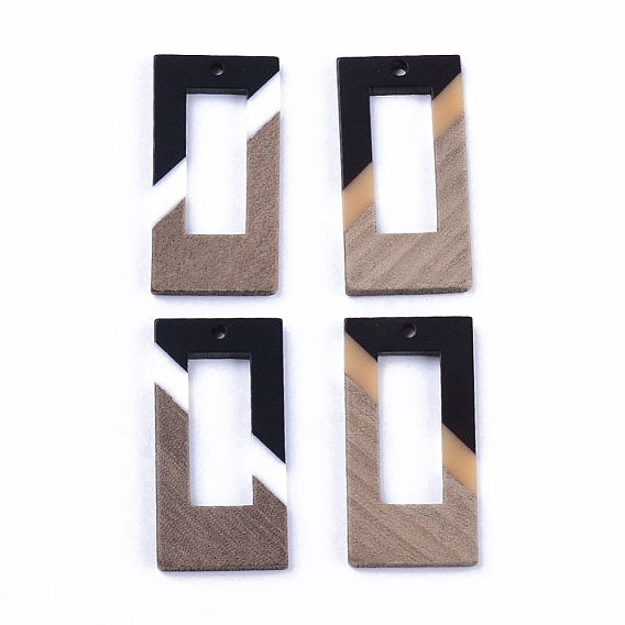 Resin & Walnut Wood Pendants, Rectangle