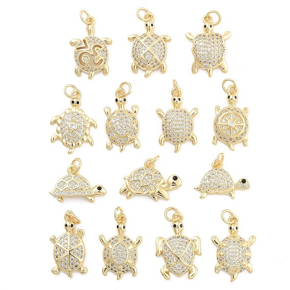Подвески из латуни с прозрачным фианитом, без кадмия и без свинца, черепаха, с целью перехода в кольце