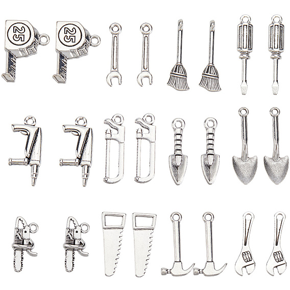96 шт 12 стили подвески из сплава в тибетском стиле, подвески серии строительных инструментов