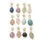 Natural Mixed Stone Pendants, Nuggets Charms with Natural Freshwater Pearl, Mixed Dyed and Undyed