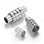 Column 304 Stainless Steel Magnetic Clasps with Glue-in Ends, 22x9mm, Hole: 5mm