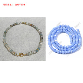 Synthetic Blue Lace Agate Bead Necklaces, with 304 Stainless Steel Clasps