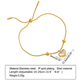 304 ползунковые браслеты из нержавеющей стали, браслеты с подвесками для женщин, сердце, с оболочкой