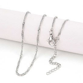 1.8Мм латунные цепочки-колье в сингапурском стиле для мужчин и женщин, с 304 из нержавеющей стали омара застежками