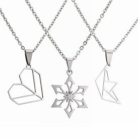 Stainless Steel Heart Boat Necklace Minimalist Sweater Chain Snowflake Pendant