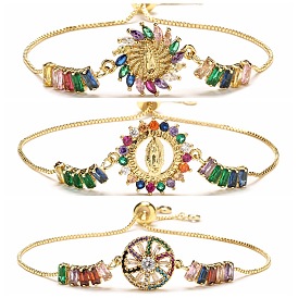 Colorful Virgin Mary Bracelet with Micro-set Zircon Stones - Geometric Luxury Jewelry for Women