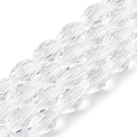 Transparent Glass Beads Strands, Faceted, Oval