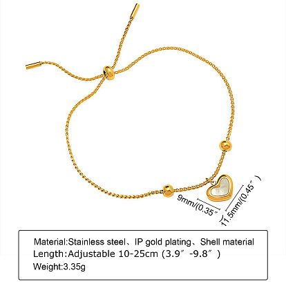 304 ползунковые браслеты из нержавеющей стали, браслеты с подвесками для женщин, сердце, с оболочкой