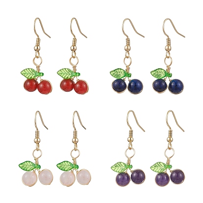 Серьги-подвески с драгоценными камнями в медной оплетке, с акриловым листом и 304 крючками для сережек из нержавеющей стали, вишня