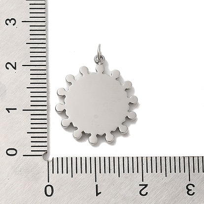 304 Stainless Steel Pendant Cabochon Settings, Flower Charm