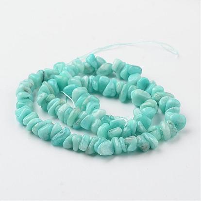Chip Natural Amazonite Bead Strands, Grade A+, 7~12x5~8x2~5mm, Hole: 1mm, about 15.7 inch