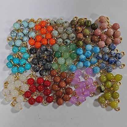 150Pcs 15 Style Natural & Synthetic Mixed Gemstone Pendant, with Iron Findngs, Mixed Dyed and Undyed