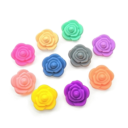 Food Grade Eco-Friendly Silicone Focal Beads, Chewing Beads For Teethers, DIY Nursing Necklaces Making, Rose