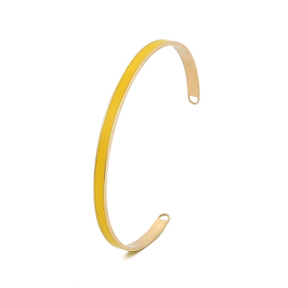 304 Stainless Steel Cuff Bangles for Women, with Enamel, Ion Plating(IP)