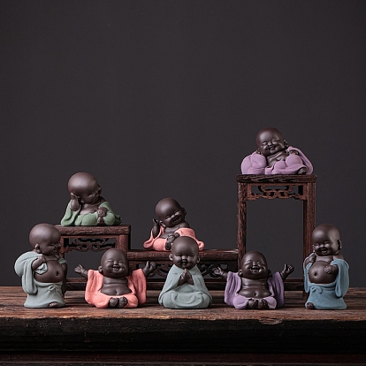 Керамика статуя буддийского монаха, для китайского дзен-чая, домашнего офиса, орнамент фэн-шуй