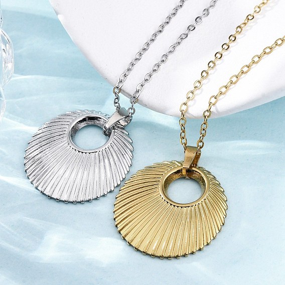 Плоские круглые 304 из нержавеющей стали кулон ожерелье, ионное покрытие (ip)