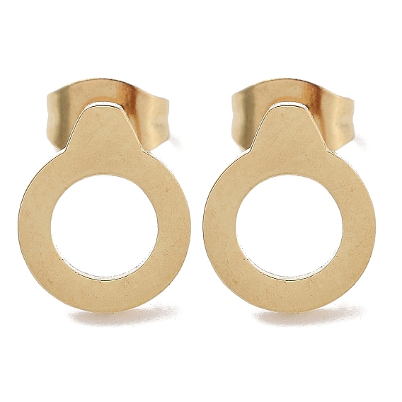 PVD Vacuum Plating 304 Stainless Steel Stud Earrings for Women, Ring