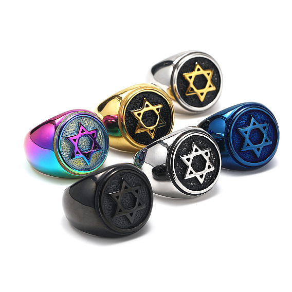 Узор «Звезда Давида» 304 перстни из нержавеющей стали для мужчин