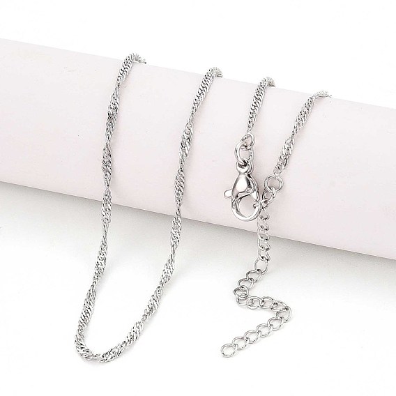 1.8Мм латунные цепочки-колье в сингапурском стиле для мужчин и женщин, с 304 из нержавеющей стали омара застежками