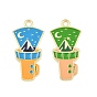 Alloy Enamel Pendants, Flashlight with Mountain Charms, Golden