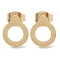 PVD Vacuum Plating 304 Stainless Steel Stud Earrings for Women, Ring