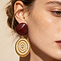 Alloy Resin Stud Dangle Earrings, Oval, Golden
