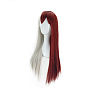 Long Half Silver White Half Red Kawaii Cosplay Wigs with Bangs, Synthetic Hero Wigs for Makeup Costume