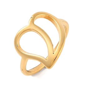 Ion Plating(IP) 304 Stainless Steel Hollow Heart Finger Rings for Women