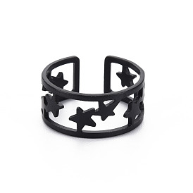 Men's Iron Cuff Finger Rings, Open Rings, Cadmium Free & Lead Free, Star