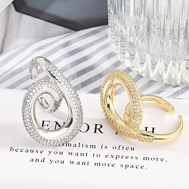 Кольца-манжеты из латуни с микропаве из прозрачного кубического циркония для женщин и мужчин