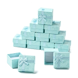 12 шт. подарки ко дню святого валентина картонные коробки для колец, с атласной ленты бантом за, квадратный