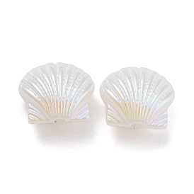 UV Reactive ABS Plastic Imitation Pearl Bead, Iridescence, Shell Shape