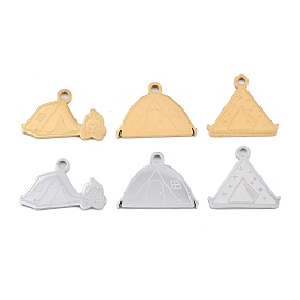 304 Stainless Steel Pendants, Tent Charms, Hand Polished
