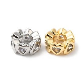 Micro cuivres ouvrent zircone cubique perles européennes, Perles avec un grand trou   , anneau et coeur